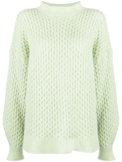 Rus Textured-knit Mock Neck Jumper In Sage