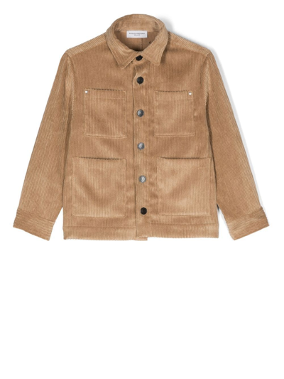 Paolo Pecora Kids' Corduroy Button Jacket In Cammello