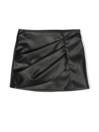 Msgm Kids' Gathered Mini-skirt In Black