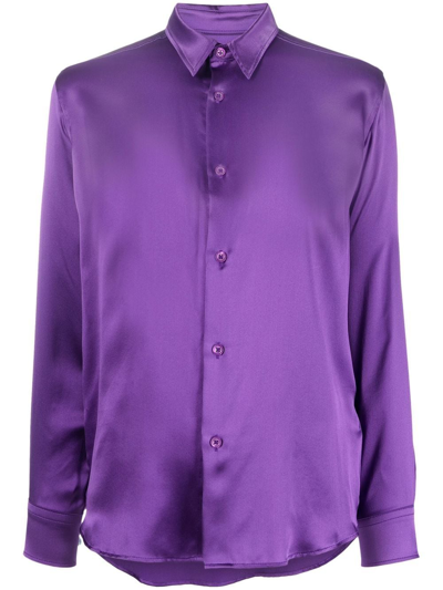 Ami Alexandre Mattiussi Button-up Silk Shirt In Violet