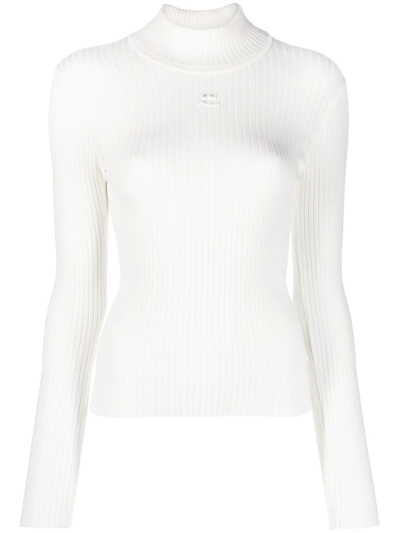 Courrèges Ribbed-knit Top In Bianco