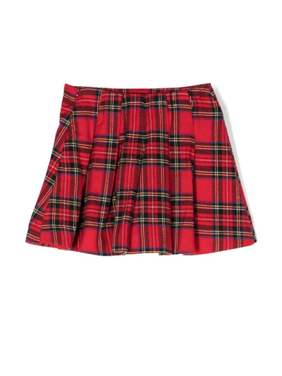 Mc2 Saint Barth Kids' Michelle Tartan-check Skirt In Red