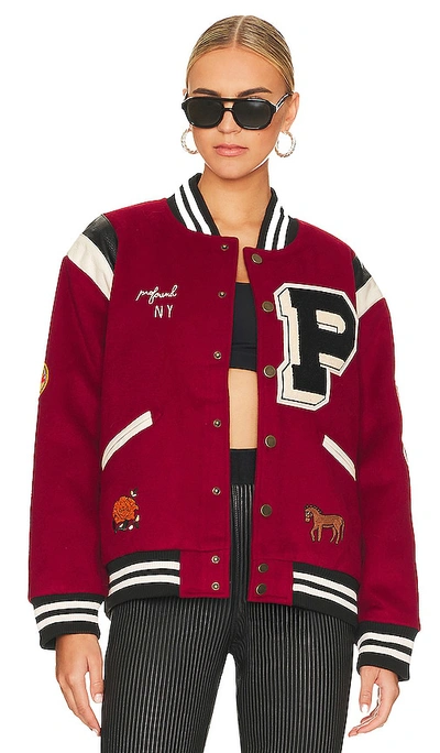 Profound Letterman Varsity Jacket In Red