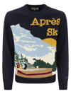 Mc2 Saint Barth As View Jumper With Vintage Postcard Print In Blue
