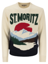 Mc2 Saint Barth Mori Alpes Jumper With Vintage Postcard Print In White