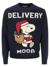 Mc2 Saint Barth Peanuts Embroidered Delivery Mood Crew-neck Sweater In Blue
