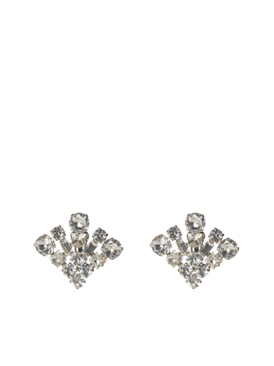 Alessandra Rich Geometric Crystal Earrings In Cry Silver