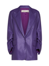 Blanca Vita Gazania Faux Leather Blazer In Viola