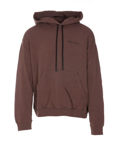 Marcelo Burlon County Of Milan Tempera Cross Drawstring Hoodie In Brown Black