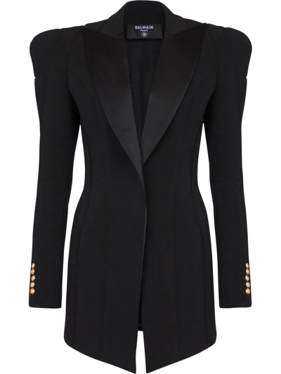 Balmain Structured-shoulder Wool Blazer In Black
