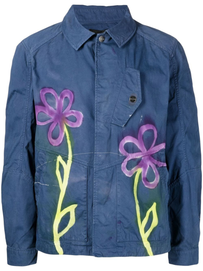 Stain Shade Graphic-print Button-up Jacket In Blau