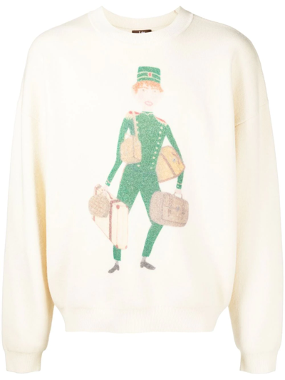 Late Checkout Graphic-print Crew-neck Jumper In Nude