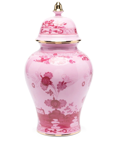 Ginori 1735 Oriente Italiano Potiche Vase With Cover (31cm) In Pink