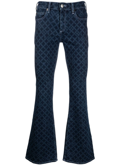 Charles Jeffrey Loverboy Etchen-print Bootcut Jeans In Blue