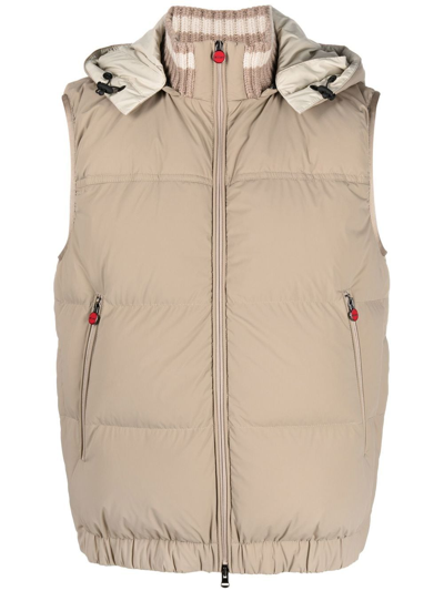 Kiton Padded Gilet Jacket In Beige