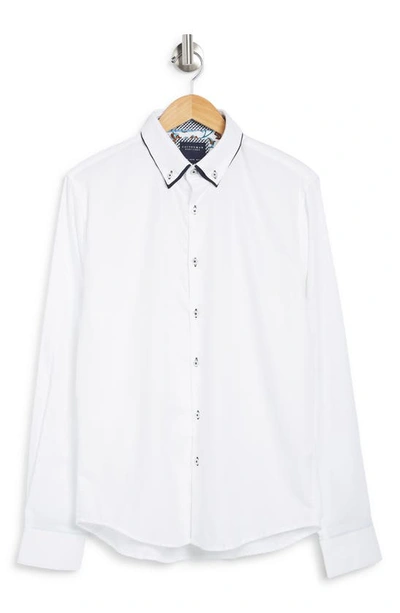 Denim And Flower Solid Cotton Button-down Shirt In White