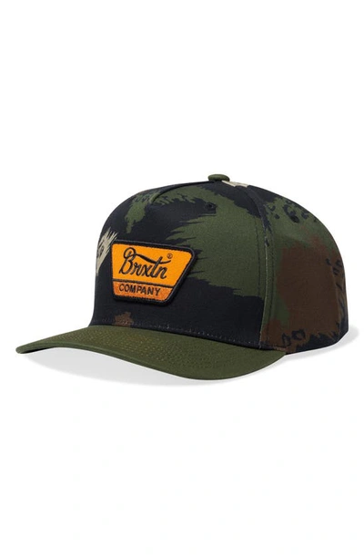 Brixton Linwood Snapback Baseball Cap In Camo/ Olive