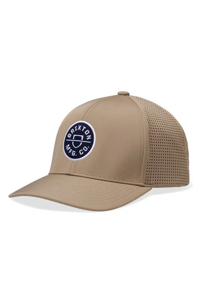 Brixton Crest X Mp Snapback Baseball Cap In Light Khaki