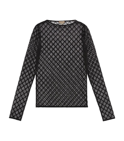 Gucci Mesh Double G T-shirt In Black