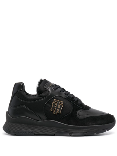 Tommy Hilfiger Warmlined Logo-patch Sneakers In Schwarz