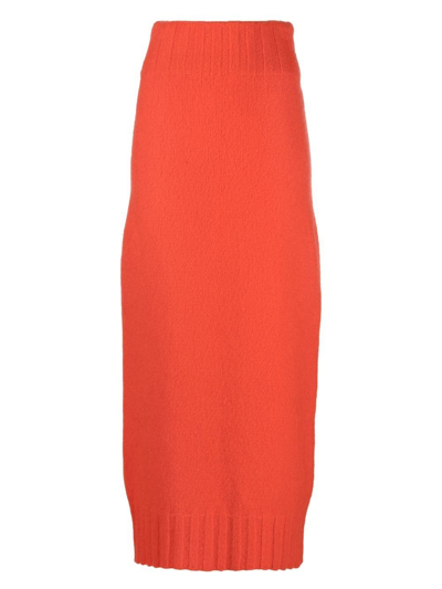 Aeron Edith Knitted Maxi Skirt In Orange