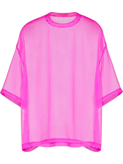 Valentino Crew Neck Chiffon Top In Pink
