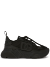 Dolce & Gabbana Logo Print Leather Lace-up Sneakers In Black