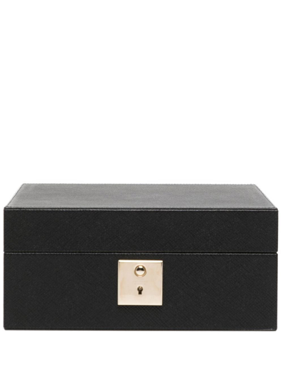 Smythson Lockable Watch Box In Schwarz