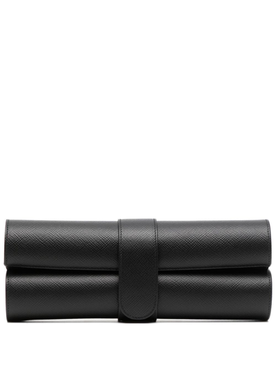 Smythson Leather Chess Roll In Schwarz