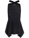 3.1 Phillip Lim Godet Asymmetric Ribbed Wool-blend Midi Skirt In Schwarz
