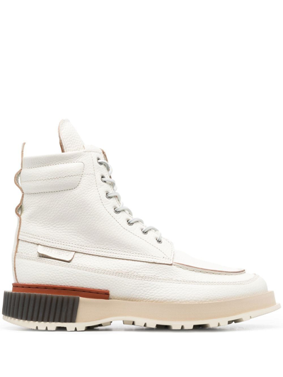 Buttero Blitz Lace-up Combat Boots In White