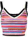 Dsquared2 Cropped Sleeveless Knit Vest With Stripes In Rosa