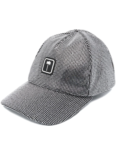Palm Angels Crystal-embellished Baseball Hat In Silver Whi