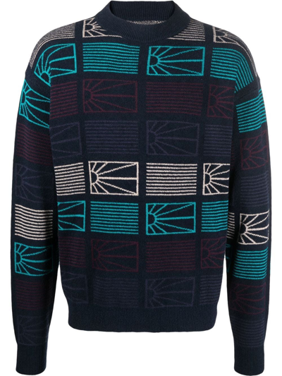 Paccbet Logo Intarsia-knit Jumper In Blau