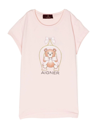 Aigner Logo-print Short-sleeve T-shirt In Rosa