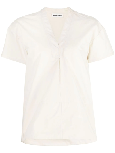 Jil Sander V-neck Short-sleeved Blouse In Nude