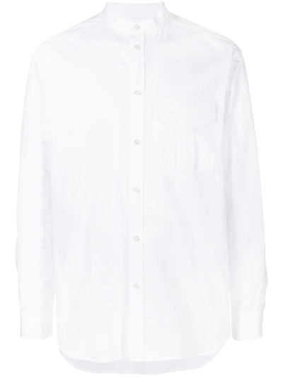 Jil Sander Stand-collar Cotton Shirt In Weiss