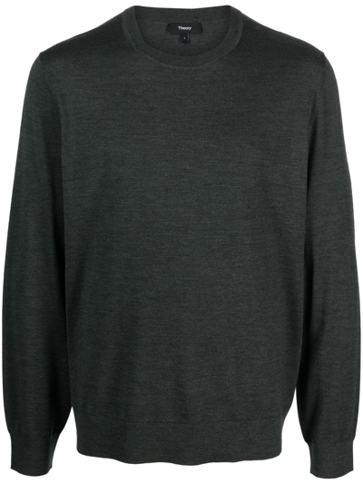 Theory Crew-neck Pullover Sweatshirt In Grün