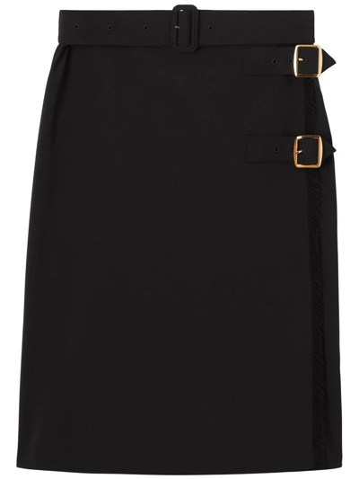 Burberry Belted Midi Skirt In Black