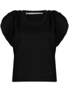Alexander Wang Gathered-sleeve Detail T-shirt In Schwarz