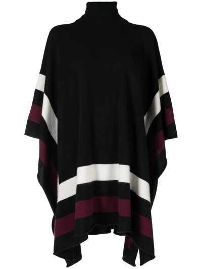Madeleine Thompson Rosemary Fine-knit Poncho In Schwarz
