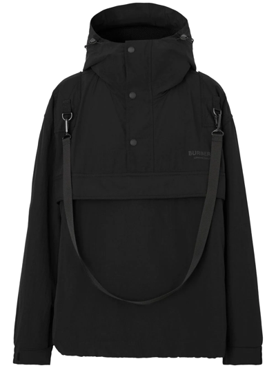 Burberry Logo-print Oversized Windbreaker In Schwarz