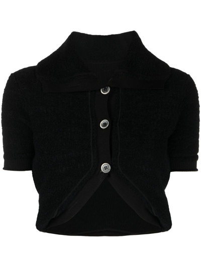 Jacquemus Cropped Knitted Top In Black