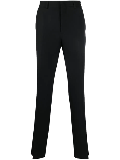 Fendi Logo-plaque Tailored Trousers In Schwarz