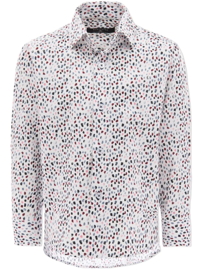 Moustache Pebbled-print Dress Shirt In Weiss