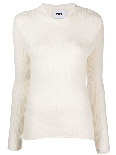 Rus Semi-sheer Fine-knit Jumper In White