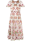 MARCHESA NOTTE FLORAL-EMBROIDERED DRESS