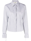 Fendi Pinstripe Corset Cotton Button-up Shirt In Weiss