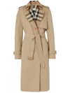Burberry Long Check Collar Gabard In Brown