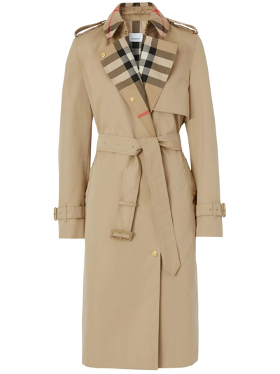 BURBERRY EXAGGERATED CHECK-PANEL TRENCH COAT